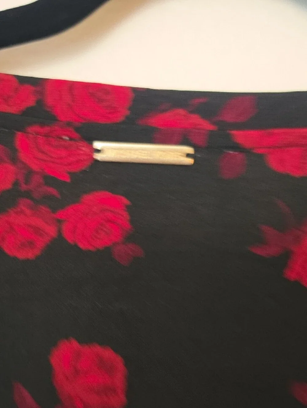 Michael Kors Black Long Sleeve Dress with Red Rose Print